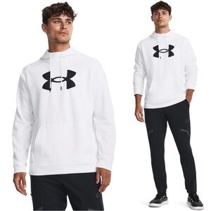 NEW Under Armour Men's Armour Fleece Big Logo White Hoodie